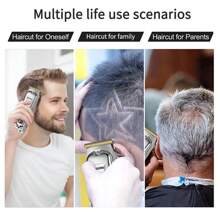 Palm Size Electric Hair Clipper Rechargeable Precision Trimmer For Men Barbershop Quality Hair Cutting & Beard Grooming Set - Silver - View 5