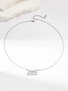 1 Pieza Collar De Colgante Digital De Año De Nacimiento De Diamante De Moda Estilo Para El Cumpleaños De Una Mujer - Plateado - Ver 3