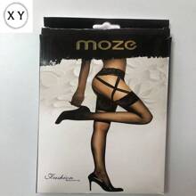 X & Y  Medias de seda con tirantes de encaje - Negro - Ver 1