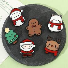6入組聖誕系列胸針,可愛的聖誕老人、麋鹿、聖誕樹搖釦,金屬徽章,適用於背包、衣物、珠寶聖誕節禮物