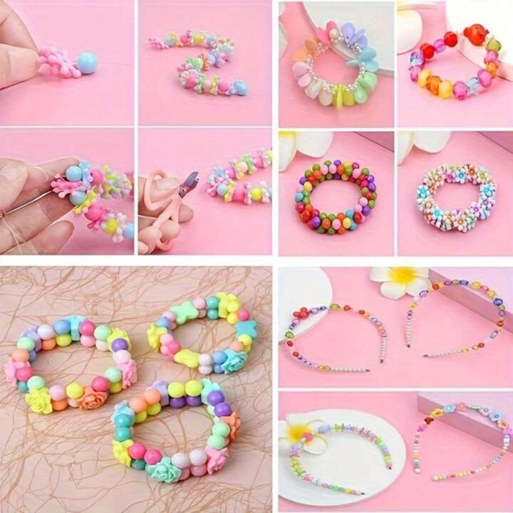 1セット カラフルビーズブレスレット作りキット、可愛い