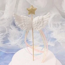 White Angel Wings Cake Topper Decorations - White - View 1