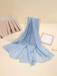 1pc Soft And Light Monochrome Long Scarf - Blue - View 1