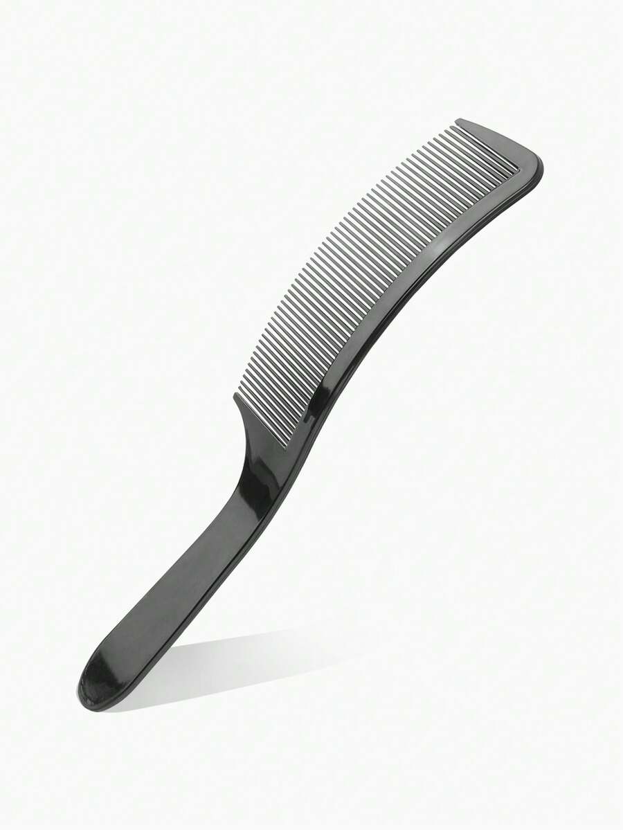 1把黑色髮型套裝梳,適用於男性平頂修剪,s形手持梳,初學者快速修剪,手柄推子塑料梳,美髮院,理髮師必備