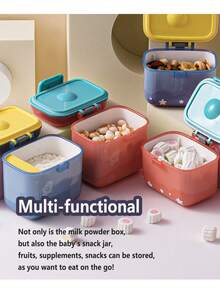 Blue Large Capacity Portable Baby Milk Powder Box With Seal And Moisture-proof Lid, Baby Food Container For Outdoor Use - Blue - View 7