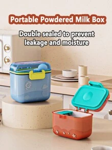 Blue Large Capacity Portable Baby Milk Powder Box With Seal And Moisture-proof Lid, Baby Food Container For Outdoor Use - Blue - View 4
