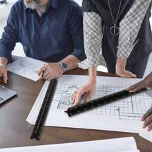 Bộ Của 2 Kim loại Thước đo , Hình tam giác Nhôm 30 cm , Hình tam giác Thước tỷ lệ , 1 : 20 , 1 : 25 , 1 : 50 , 1 : 75 , 1 : 100 , 1 : : 100 , 1 : 200 , 1 : 250 , 1 : 300 , 1 : 400 , 1 : 500 , Cái thước Đối với Đối với Ngành kiến ​​​​trúc - màu đen - Xem 7