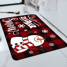 1 Piece Of Christmas Snowman And Snowflake Design Laundry Room Bathroom Mat. Cartoon Machine Washable Water-absorbent And Quick-drying Bathroom Carpet. Anti-slip Floor Mat In Washing Machine Room. Suitable For Use In Front Of Bathtub, Shower Room, Washing Machine And Sink. Multiple Styles Available. - Multicolor - View 5