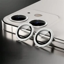 Protecteur d'appareil photo en strass de luxe pour iPhone 15 14 13 12 11 Pro Max, protecteur de verre trempé de lentille à anneau métallique compatible avec l'iPhone 11 Pro Max 12 Mini Full coque