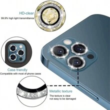 Protecteur d'appareil photo en strass de luxe pour iPhone 15 14 13 12 11 Pro Max, protecteur de verre trempé de lentille à anneau métallique compatible avec l'iPhone 11 Pro Max 12 Mini Full coque