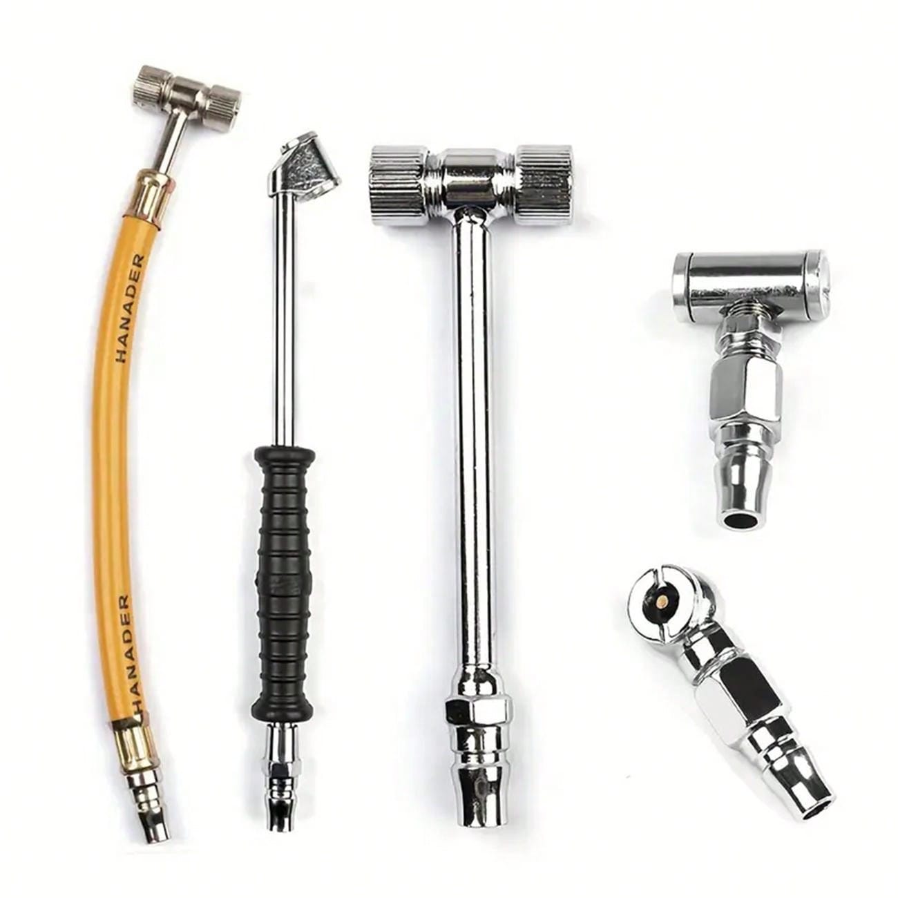 Car Tire Inflation Nozzle With Dual Head Valve, Flexible Hose, For