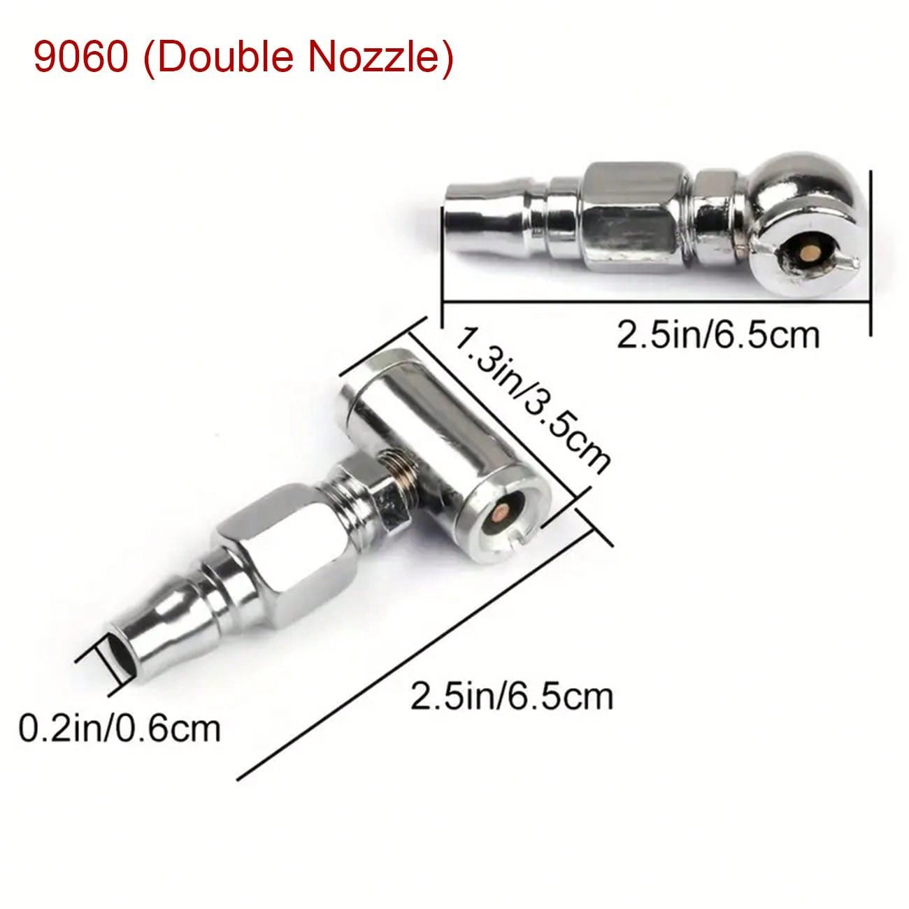 Car Tire Inflation Nozzle With Dual Head Valve, Flexible Hose, For