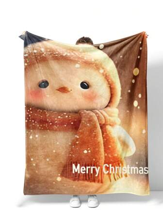 1pc Digital Printing Flannel Christmas Pattern Blanket, Soft And Warm For Autumn And Winter, Suitable For Living Room Sofa, Office Nap Cover, Pets, Travel, Camping, All Seasons