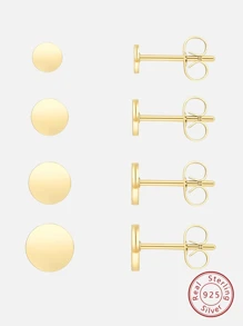 Brincos De Argola De Prata Esterlina Para Mulheres, Homens E Meninas, Conjunto De Brincos Pequenos De Disco Redondo| Pendente De Cartilagem | 4 Opções De Tamanho (2mm/3mm/4mm/5mm)