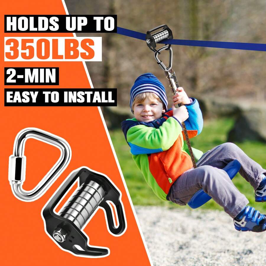 Pulley Kit for Zipline Zipline Kit for Outdoor Backyard Kids and