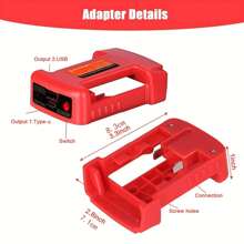 Awokee USB Charger Adapter, Compatible With Milwaukee M18 18V Battery, Dual Output Interface, USB And Type-C Charging Interface - View 2
