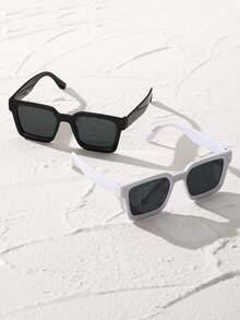 2 件装方形框架时尚黑白眼镜男士日常生活骑行户外配件