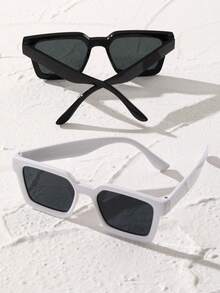 2 件装方形框架时尚黑白眼镜男士日常生活骑行户外配件