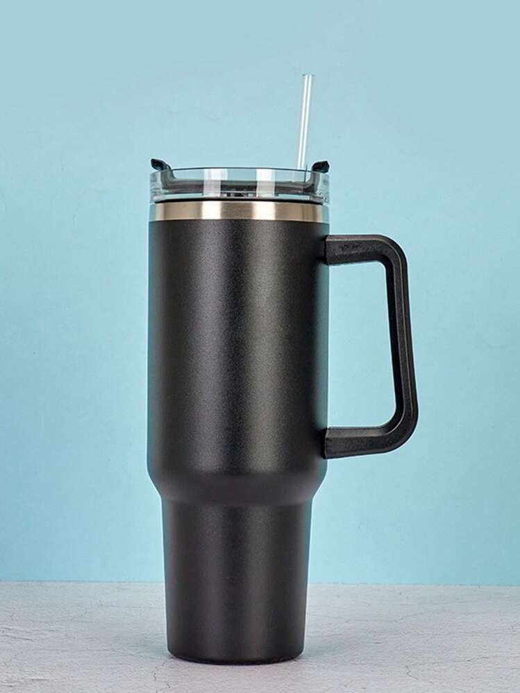 LUXZAI Tazza Termica In Acciaio Inox 32oz Con Manico – Isolata Sottovuoto, 2 Coperchi (Cannuccia/Apertura Diretta), 100% A Prova Di Perdite