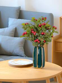 1入組69cm高仿真山楂樹枝,12顆果實,田園風格,用於家居客廳裝飾派對裝飾