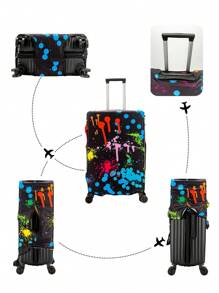 Vỏ bọc hành lý Gustell đàn hồi cao phù hợp với vali 18-30 inch, thiết kế phun mực 3D mang lại nét cá nhân hóa, bảo vệ và có thể giặt được, hoàn hảo cho chuyến du lịch ngày lễ - màu đen - Xem 6