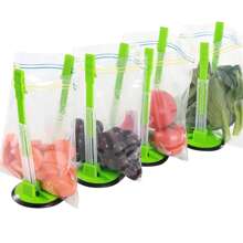 El utensilio de cocina definitivo: Soporte ajustable para bolsas de 1 pieza con base de goma para bolsas de preparación de alimentos, soportes para bolsas, clips para bolsas de almacenamiento de alimentos, bolsas de almacenamiento de plástico para congelador. Abre las manos libres para verter restos, aperitivos e ingredientes de preparación de comidas sin derrames de alimentos - Accesorios de electrodomésticos para el hogar verde, utensilios, herramientas, artículos navideños, cocina navideña