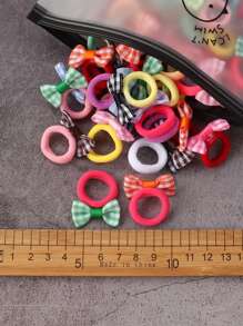 30入裝女孩可愛蝴蝶結頭髮繩(小鳥包裝)