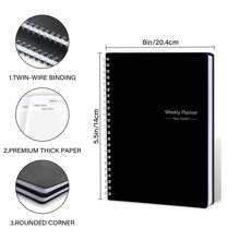 Trees Weekly Planner Notebook Undated To Do List Plan Agenda Organize Life And Work Track Habit Journal Back To School - Black - View 2