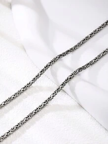 1件925純銀2.5mm仿古風格「一路平安」圖案項鍊，適合男性父親 - 復古銀色 - 查看 4