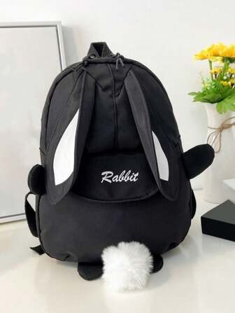 兒童卡哇伊兔耳朵背包大容量書包女童卡通可愛背包1個女孩卡通可愛兔子單肩包幼兒園輕便小背包尼龍旅行包
