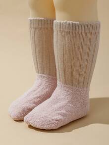 3對加厚保暖半絨面防滑寶寶中筒袜,適用於秋冬季節 - 彩色 - 查看 5