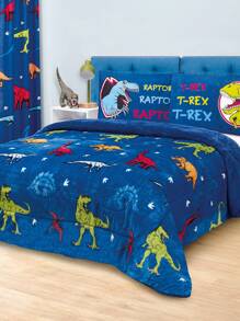 Home Elephant Cobertor De Borrega Individual Azul Dinosaurios Jurásico