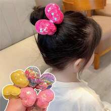 1pc Glitter Butterfly Shaped Hair Rope For Kids, Ponytail Holder Without Hurting Hair - Red - View 3