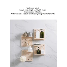 1入組塑料懸掛板組織架,無需鑽孔固定,適用於浴室、廚房、客廳裝飾與頂勾配件