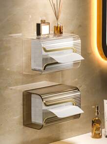 1pc High-End Towel Box Wall Mount Storage Box For Face Towel Or Tissue, No Drilling Required, Suitable For Kitchen & Bathroom Home Bathroom Decor Bathroom Organizer Fall Decor Back To School