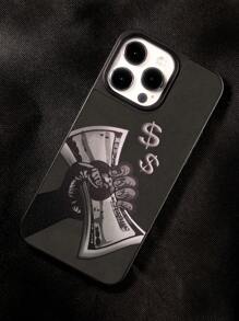 1 szt. Etui na telefon do ręki z nadrukiem z czarną zamszową teksturą, kompatybilne z Iphone 11, 12, 12 Pro Max, 13, 13 Pro Max, 14, 14 Pro Max, 15, 15 Pro Max