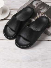 女士實色厚底拖鞋,超輕,柔軟舒適的家居鞋,露趾拖鞋,室內外沙灘凉鞋