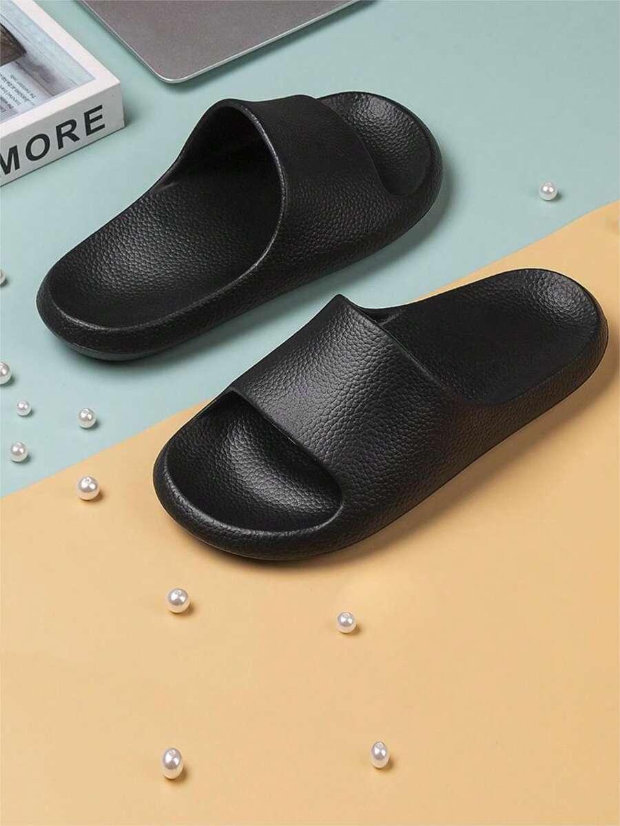 女士實色厚底拖鞋,超輕,柔軟舒適的家居鞋,露趾拖鞋,室內外沙灘凉鞋