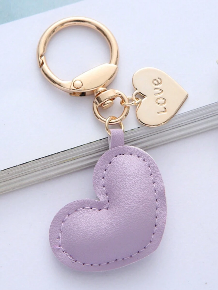 1pc Unisex Minimalist Leather Heart Shaped Keychain Pendant Couple Gift Bag Decoration Car Accessories Women Key Chain Charms Keyrings School Supplies Teacher Gifts Back To School Teacher Accessories