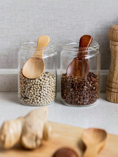 4 ملاعق خشبية صغيرة ناعمة، بطول 8 سم/3.15 بوصة، ملاعق لتتبيل الطعام، وتناول الآيس كريم، والحلويات، ومسحوق الحليب والشاي، اكسسوارات مطبخ، هدية عيد الميلاد، قرطاسية مدرسية