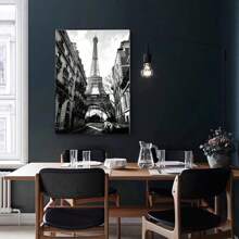 1/3 件巴黎时尚塔复古女孩黑白墙面艺术帆布画北欧海报和印刷品客厅墙壁照片绘画海报可选框架﻿ - A 無框 - 查看 6