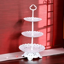 派對生日塑料水果盤,歐式風格,多功能,適用於客廳咖啡桌,大型乾果盤,蛋糕盤 - 白色 - 查看 1