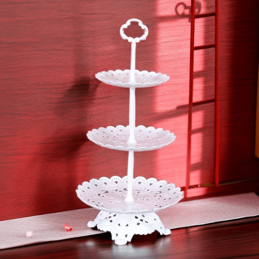 派對生日塑料水果盤,歐式風格,多功能,適用於客廳咖啡桌,大型乾果盤,蛋糕盤 - 白色 - 查看 1