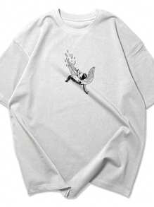 Camiseta Oversize Swag Anjo Caído Skate Skatista Surf Várias Cores 100% Algodão Grande 30.1 Penteado - Branco - Visão 2