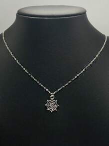 1 件不鏽鋼銀色蜘蛛網吊墜項鍊適合女士日常佩戴 - 銀色 - 查看 1