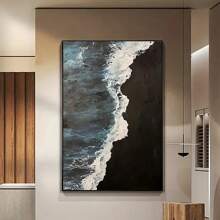 HALFLEMART 1入組抽象畫布海灘畫布壁藝術品海報,浴室臥室辦公室客廳牆壁裝飾,家居裝飾無框