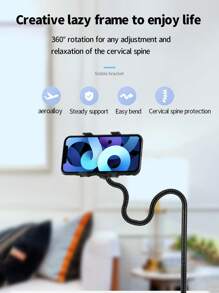 Koolife手機床邊架鬆垮支架夾，可用於床上、床頭櫃、醫院病床，適用於iPhone、Huawei、Xiaomi - 黑色 - 查看 3