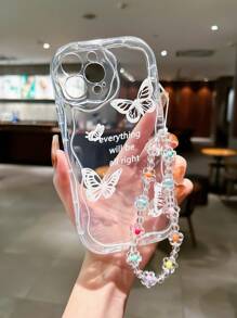 1 chiếc dây đeo cổ tay hình bướm trong suốt tối giản cho điện thoại, tương thích với ốp lưng chống rơi bảo vệ ống kính Apple. - Trong sáng - Xem 5