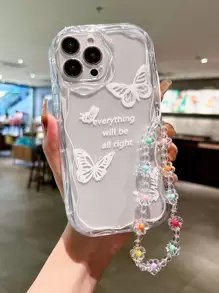 1 chiếc dây đeo cổ tay hình bướm trong suốt tối giản cho điện thoại, tương thích với ốp lưng chống rơi bảo vệ ống kính Apple. - Trong sáng - Xem 1