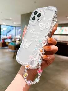 1 chiếc dây đeo cổ tay hình bướm trong suốt tối giản cho điện thoại, tương thích với ốp lưng chống rơi bảo vệ ống kính Apple. - Trong sáng - Xem 2